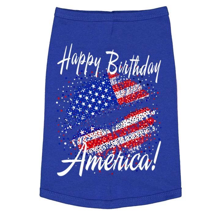 Happy Birthday America 4th Of July 2021 American Flag Lips Cute Gift Doggie Tank