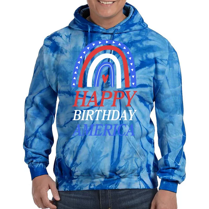 Happy Birthday America 4th Of July Bohemian Rainbow Cute Gift Tie Dye Hoodie