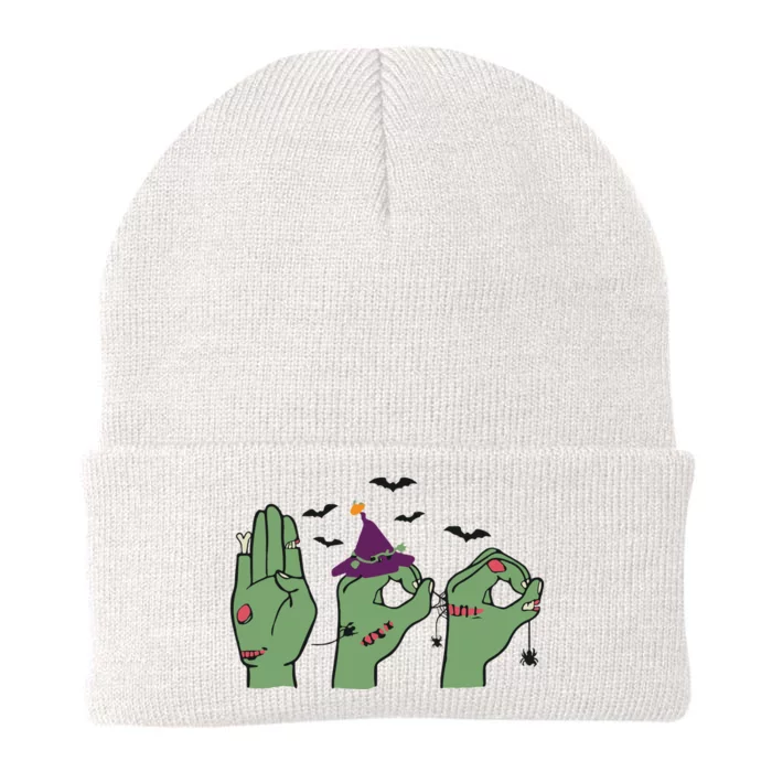 Halloween Boo ASL Halloween Hand Sign Language Knit Cap Winter Beanie