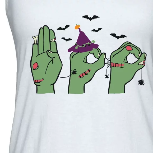 Halloween Boo ASL Halloween Hand Sign Language Ladies Essential Flowy Tank