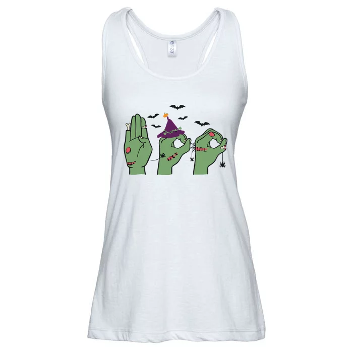 Halloween Boo ASL Halloween Hand Sign Language Ladies Essential Flowy Tank