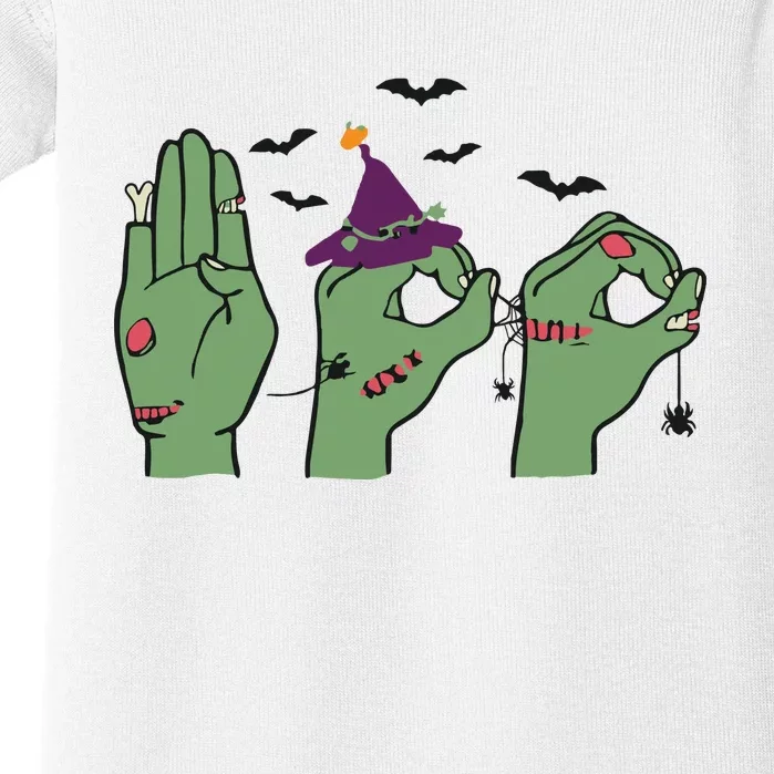 Halloween Boo ASL Halloween Hand Sign Language Baby Bodysuit