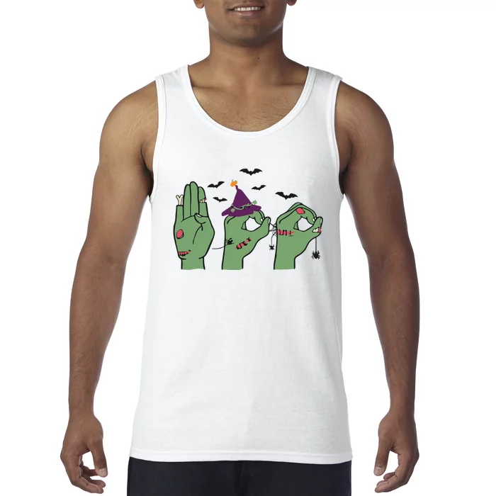 Halloween Boo ASL Halloween Hand Sign Language Tank Top