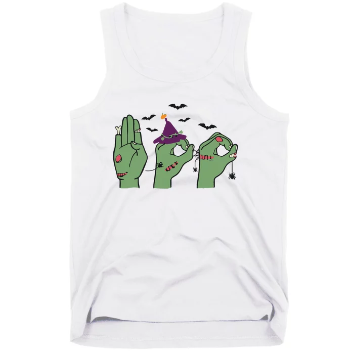 Halloween Boo ASL Halloween Hand Sign Language Tank Top