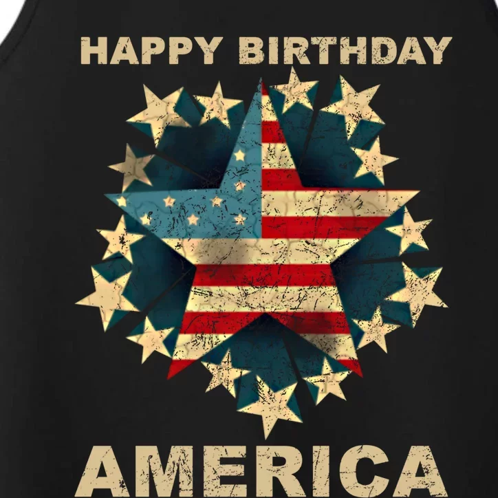 Happy Birthday America Independence Day July 4th Us Flag Cool Gift Performance Tank