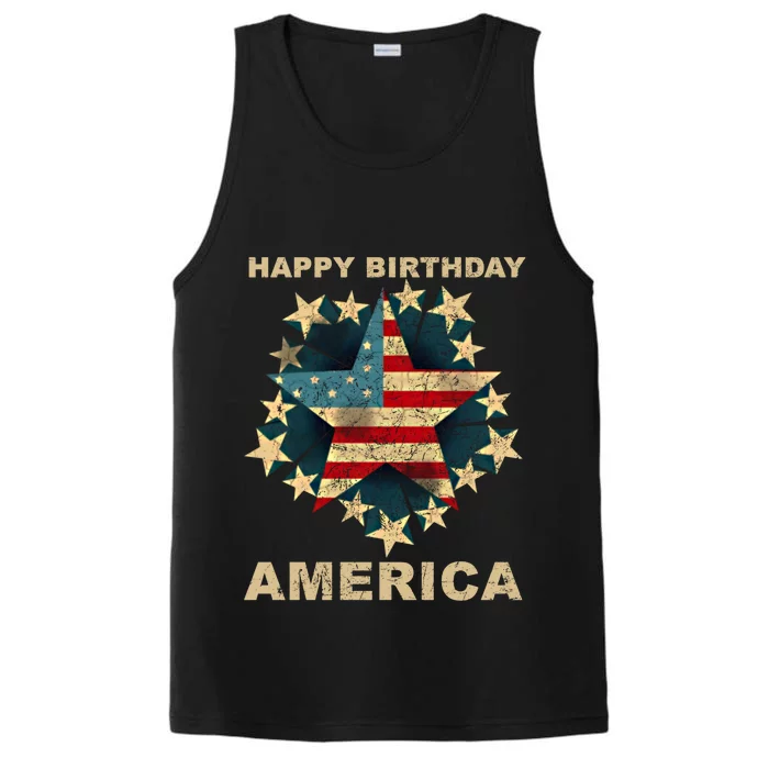 Happy Birthday America Independence Day July 4th Us Flag Cool Gift Performance Tank