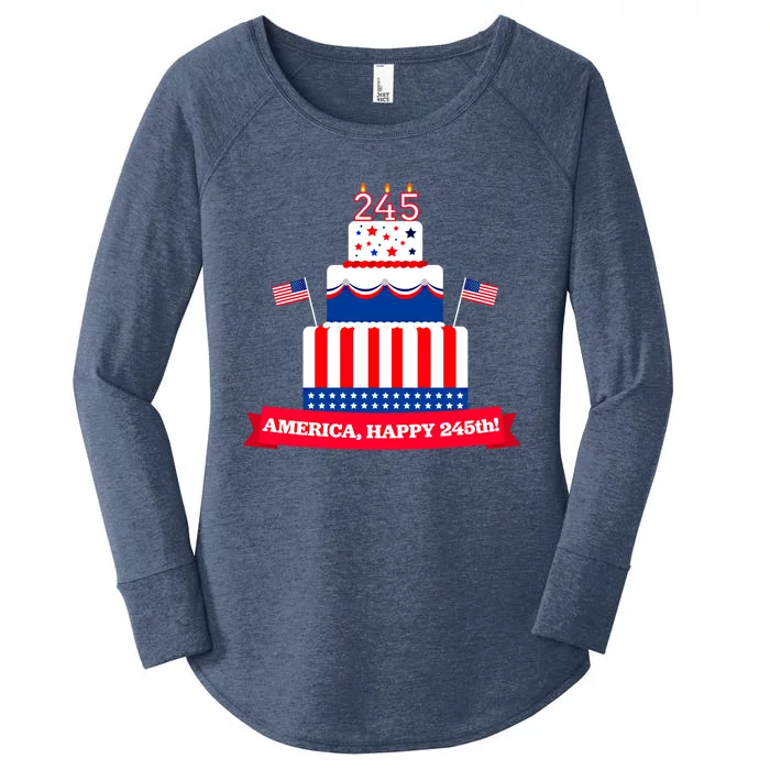 Happy Birthday America July 4th 2021 Patriotic American Flag Meaningful Gift Women's Perfect Tri Tunic Long Sleeve Shirt