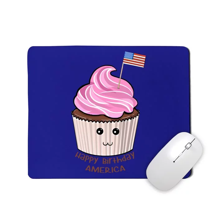 Happy Birthday America July 4th Fourth Usa Cupcake Flag Gift Mousepad