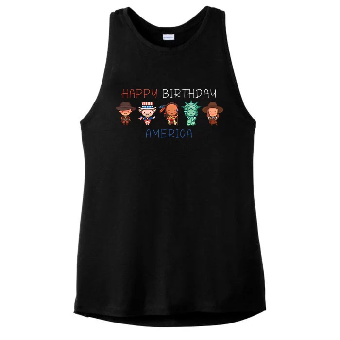 Happy Birthday America Patriotic American Outfit 4th Of July Gift Ladies Tri-Blend Wicking Tank