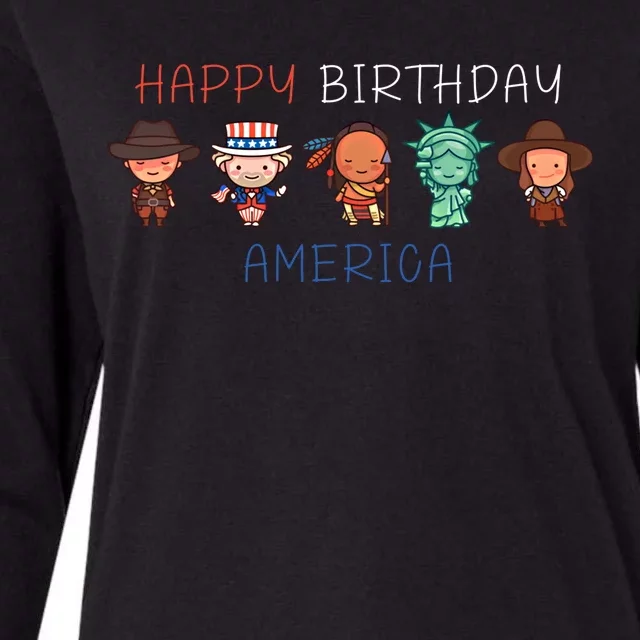 Happy Birthday America Patriotic American Outfit 4th Of July Gift Womens Cotton Relaxed Long Sleeve T-Shirt