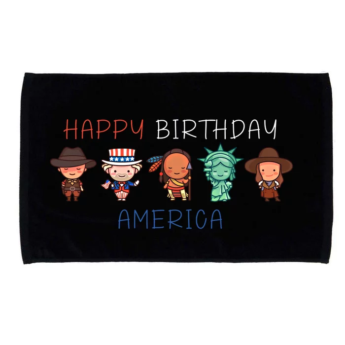 Happy Birthday America Patriotic American Outfit 4th Of July Gift Microfiber Hand Towel