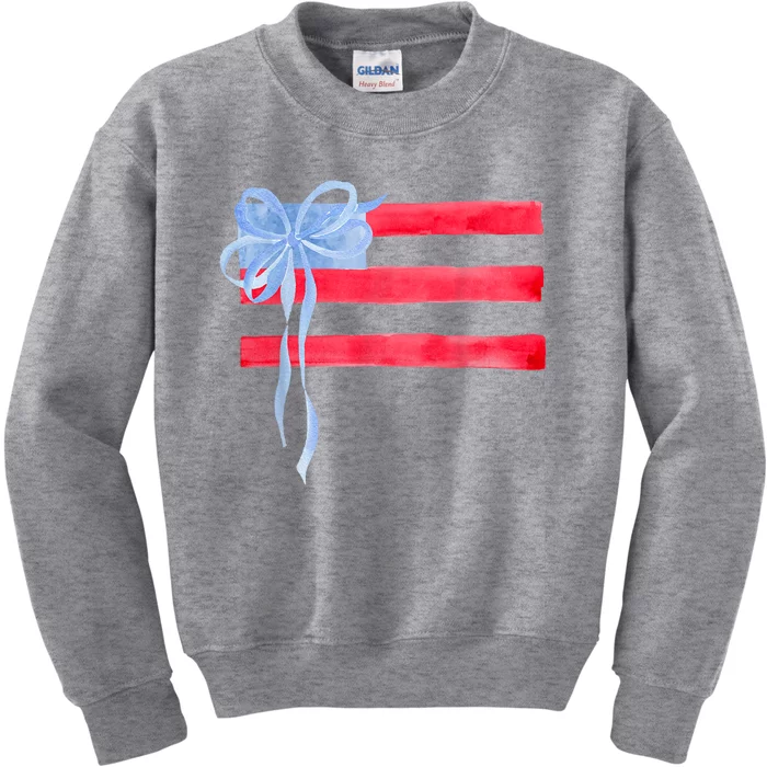 Hair Bow American Flag 4th Of July Kids Sweatshirt