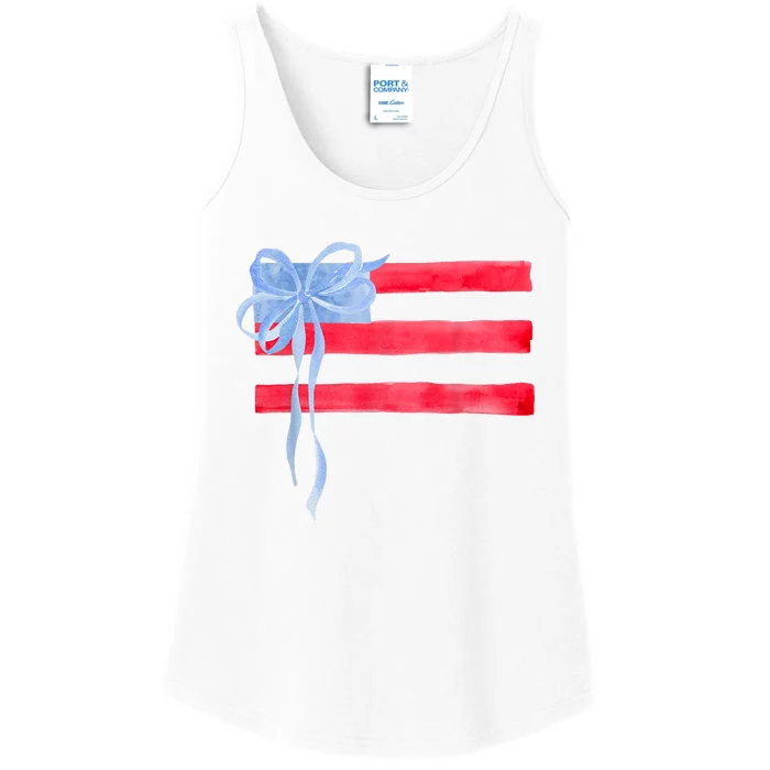 Hair Bow American Flag 4th Of July Ladies Essential Tank