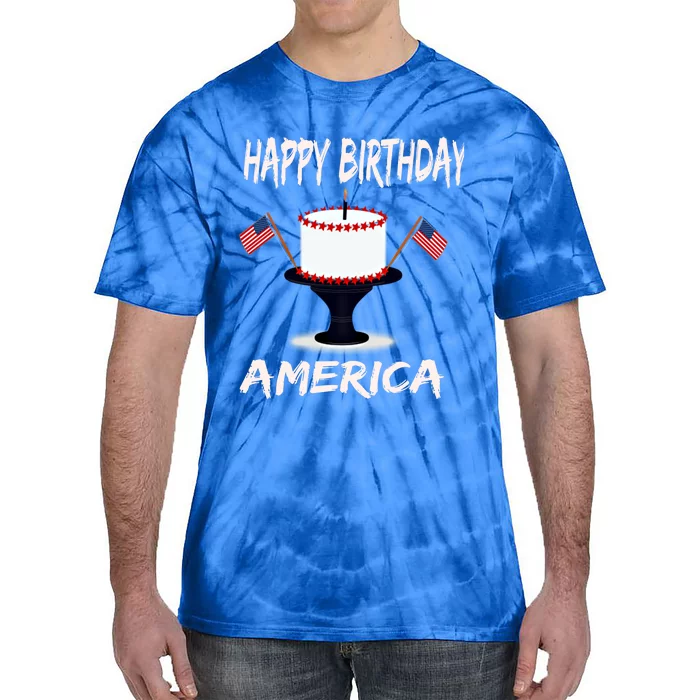 Happy Birthday Americagift Funny American Birthday Cake Meaningful Gift Tie-Dye T-Shirt