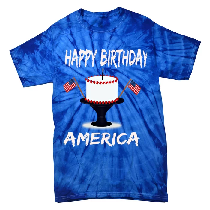 Happy Birthday Americagift Funny American Birthday Cake Meaningful Gift Tie-Dye T-Shirt