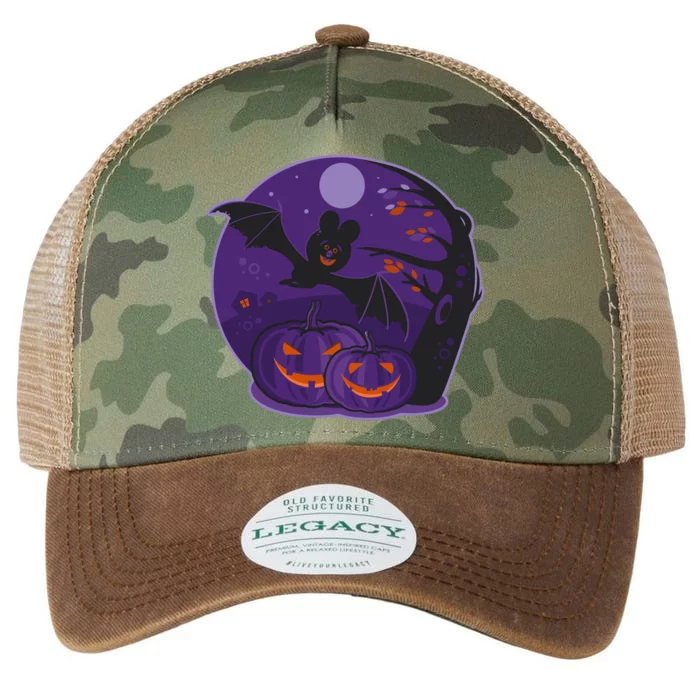 Halloween Bat and Pumpkins Legacy Tie Dye Trucker Hat