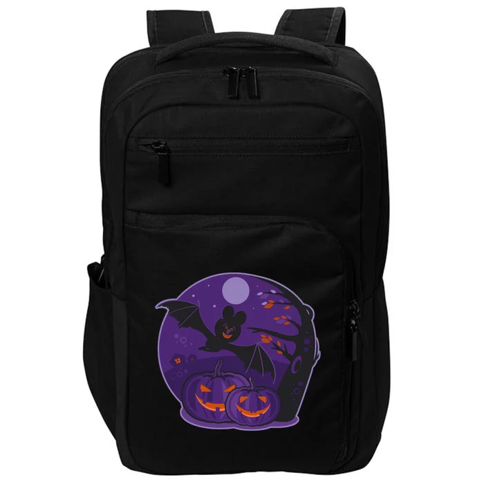 Halloween Bat and Pumpkins Impact Tech Backpack