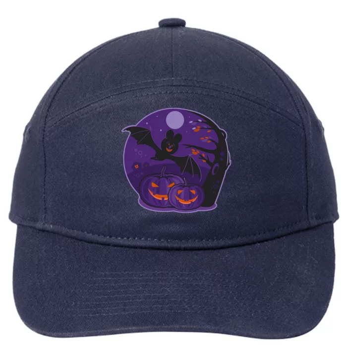 Halloween Bat and Pumpkins 7-Panel Snapback Hat