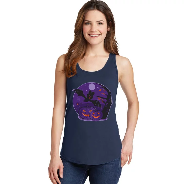 Halloween Bat and Pumpkins Ladies Essential Tank