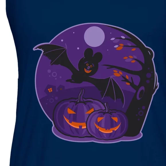 Halloween Bat and Pumpkins Ladies Essential Flowy Tank