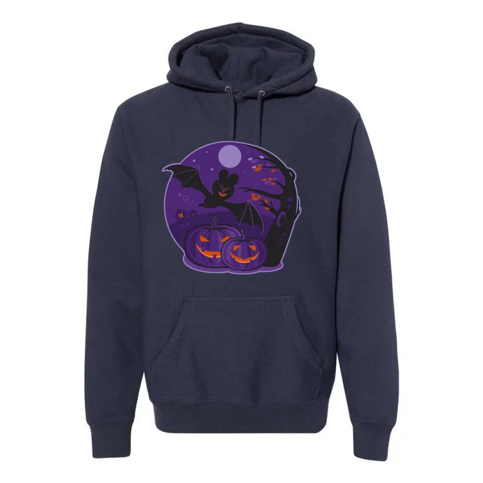 Halloween Bat and Pumpkins Premium Hoodie