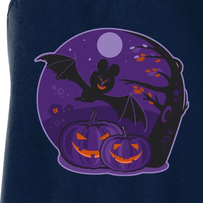 Halloween Bat and Pumpkins Women's Racerback Tank