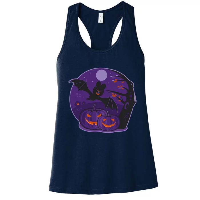 Halloween Bat and Pumpkins Women's Racerback Tank