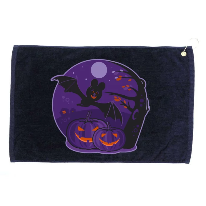 Halloween Bat and Pumpkins Grommeted Golf Towel