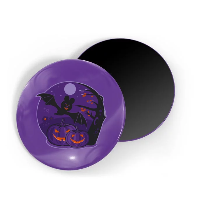 Halloween Bat and Pumpkins Magnet