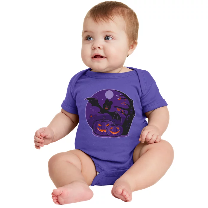 Halloween Bat and Pumpkins Baby Bodysuit