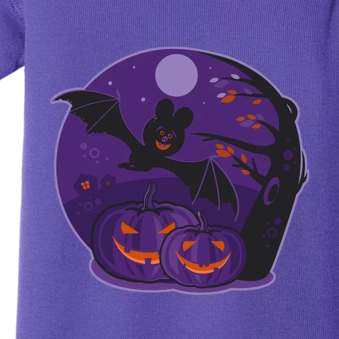 Halloween Bat and Pumpkins Baby Bodysuit