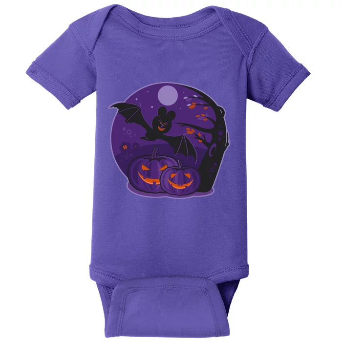 Halloween Bat and Pumpkins Baby Bodysuit