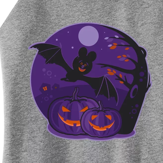 Halloween Bat and Pumpkins Women’s Perfect Tri Rocker Tank