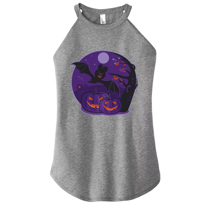 Halloween Bat and Pumpkins Women’s Perfect Tri Rocker Tank