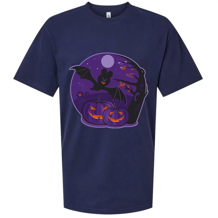 Halloween Bat and Pumpkins Sueded Cloud Jersey T-Shirt