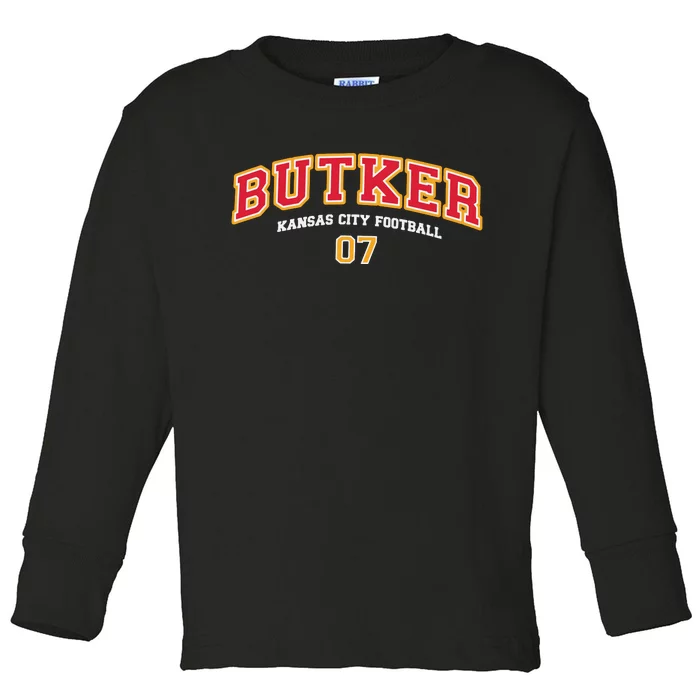 Harrison Butker Butker Kansas City Football Toddler Long Sleeve Shirt