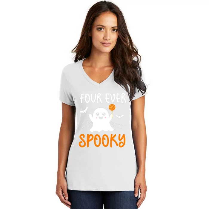 Halloween Birthday Boy Fors Spooky Season Women's V-Neck T-Shirt