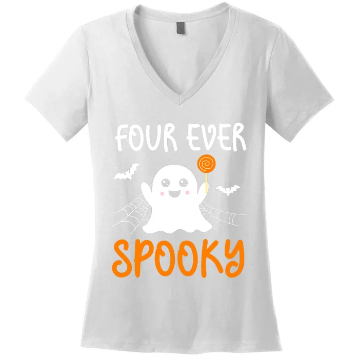 Halloween Birthday Boy Fors Spooky Season Women's V-Neck T-Shirt