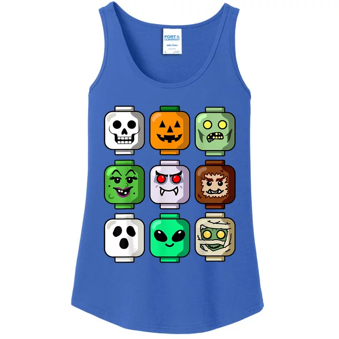 Halloween Building Brick Head Pumpkin Ghost Zombie Boy Ladies Essential Tank