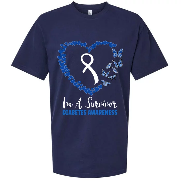 Heart Butterfly Blue Diabetes Type 1 Awareness Warrior Cute Gift Sueded Cloud Jersey T-Shirt