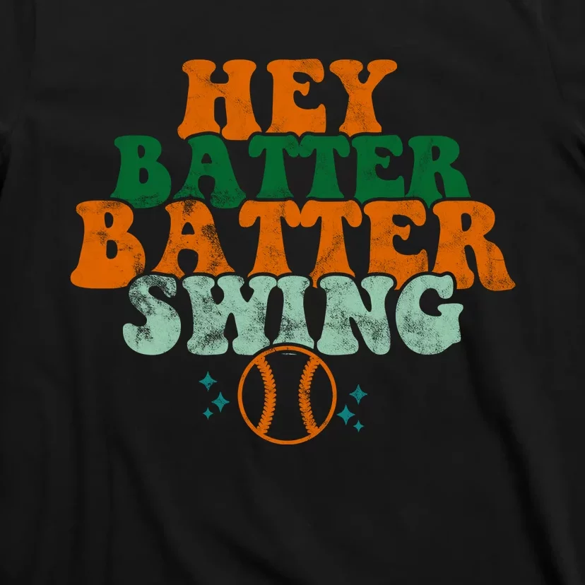 Hey Batter Batter Swing Baseball Retro T-Shirt