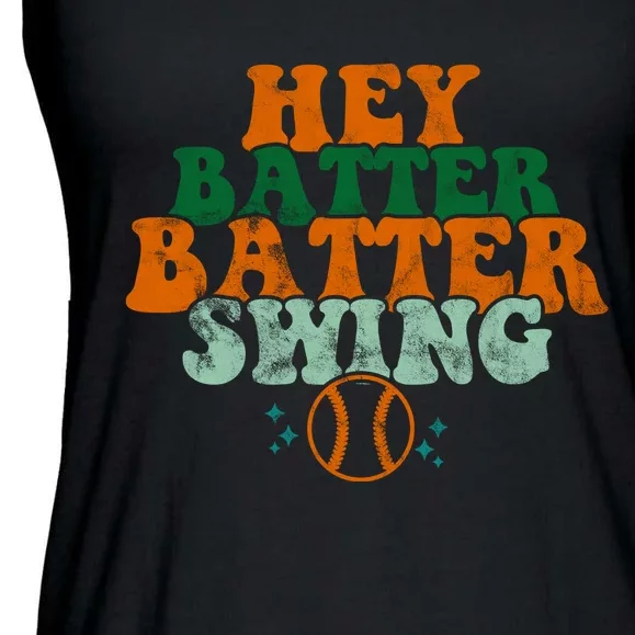 Hey Batter Batter Swing Baseball Retro Ladies Essential Flowy Tank