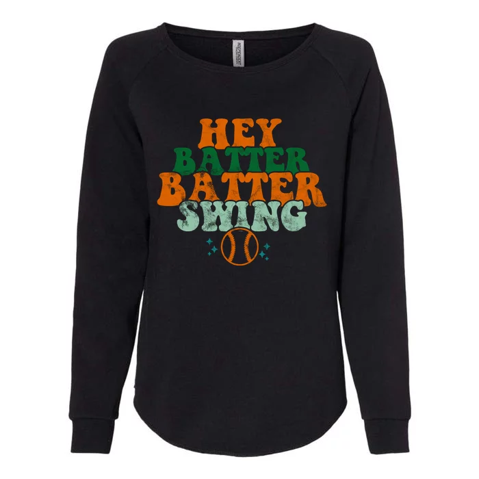 Hey Batter Batter Swing Baseball Retro Womens California Wash Sweatshirt