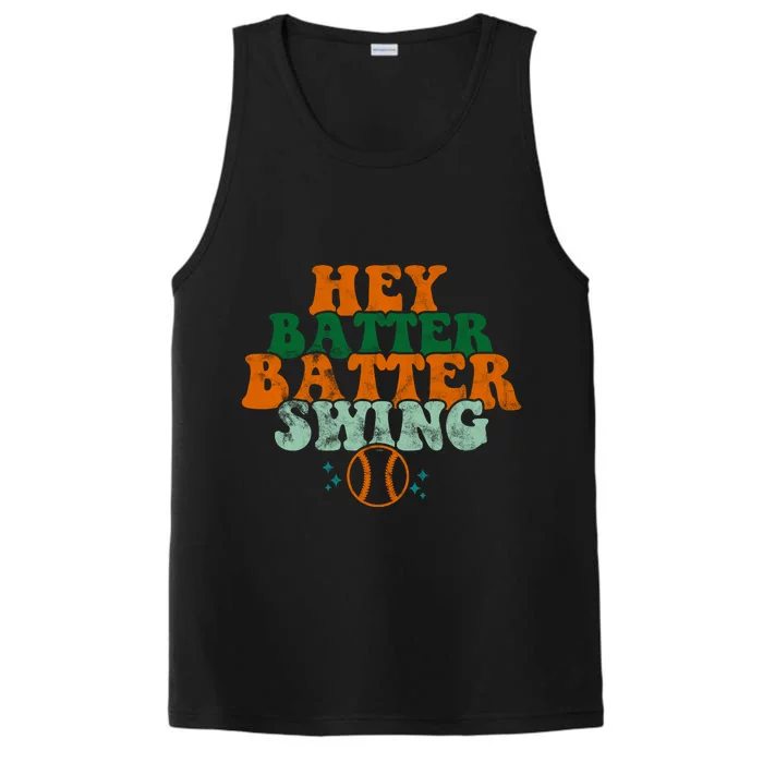 Hey Batter Batter Swing Baseball Retro Performance Tank