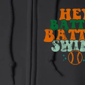 Hey Batter Batter Swing Baseball Retro Full Zip Hoodie