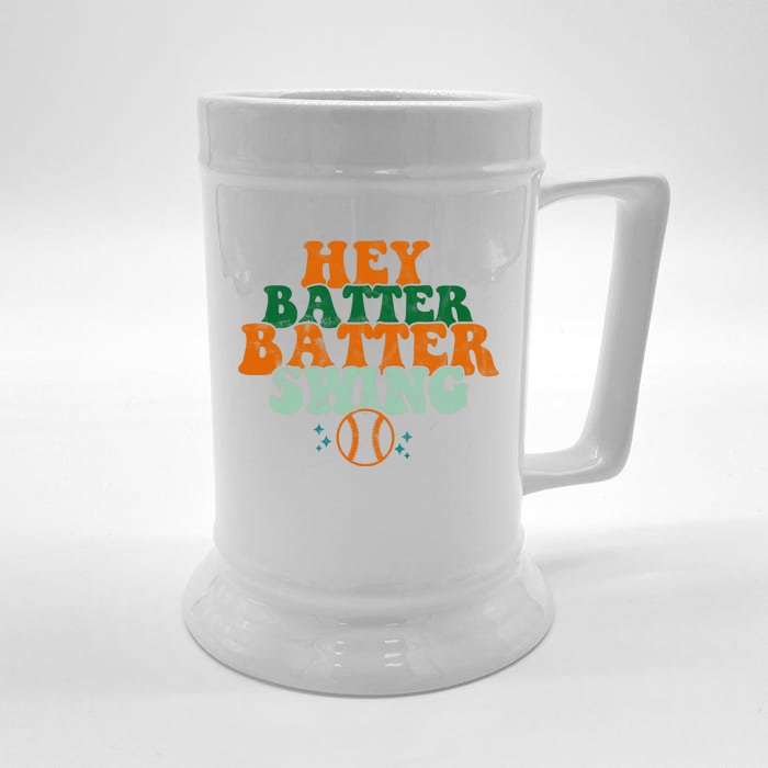 Hey Batter Batter Swing Baseball Retro Front & Back Beer Stein