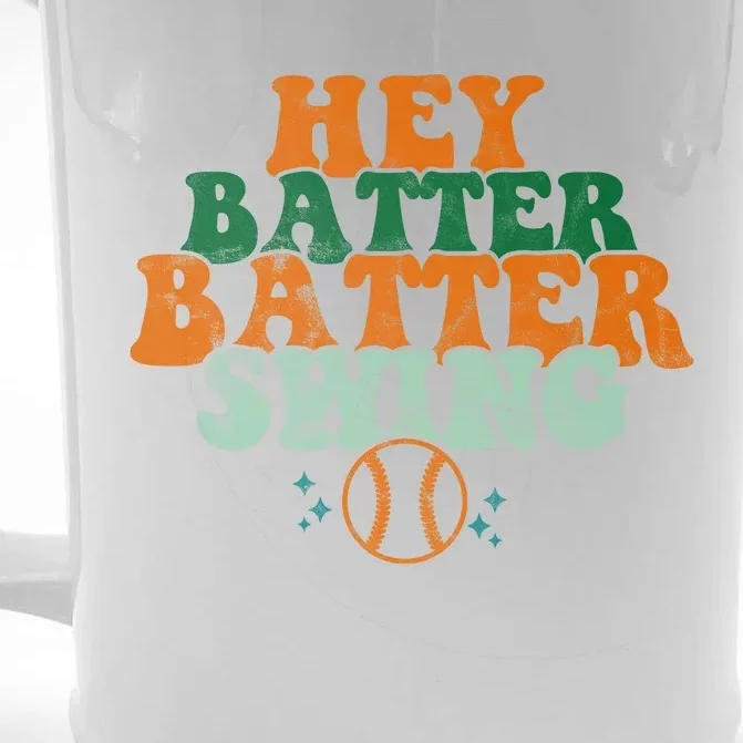 Hey Batter Batter Swing Baseball Retro Front & Back Beer Stein