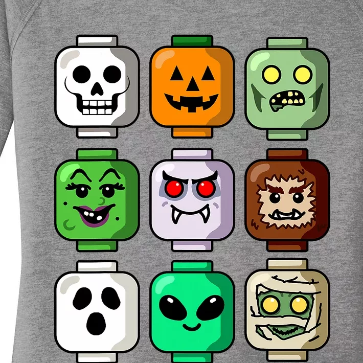 Halloween Building Brick Head Pumpkin Ghost Zombie Women's Perfect Tri Tunic Long Sleeve Shirt