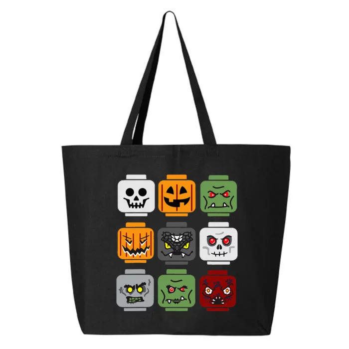 Halloween Building Brick Head Pumpkin Ghost Zombie Friends 25L Jumbo Tote