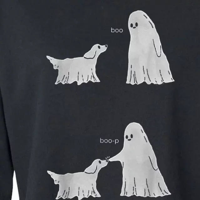 Halloween Boo Boop Ghost Dog Cropped Pullover Crew